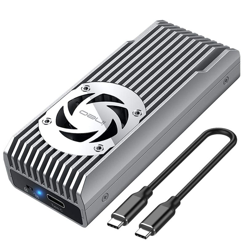 ineo M.2 NVMe 20G USB 3.2 Gen 2x2 Type-C to NVMe PCIe M-Key SSD Enclosure with Built-in Cooling Fan [C2598-NVMe, 20Gbps] - Image 1